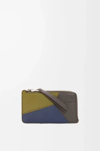 Puzzle coin cardholder in classic calfskin Olive/Dark Brown