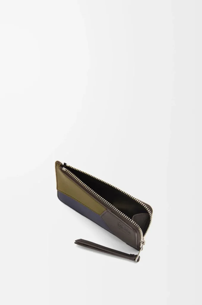 Puzzle coin cardholder in classic calfskin Olive/Dark Brown