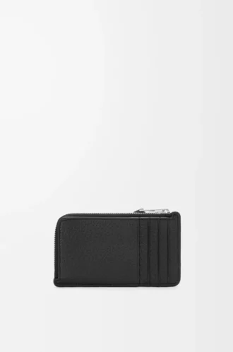Puzzle coin cardholder in supple grained calfskin Black