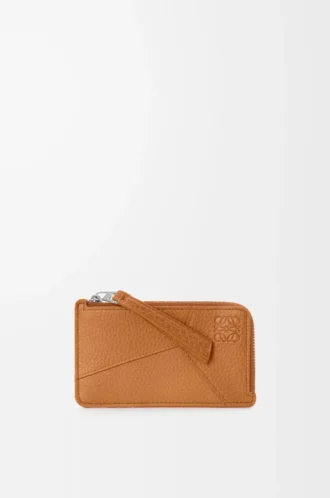 Puzzle coin cardholder in supple grained calfskin Light Canyon Brown
