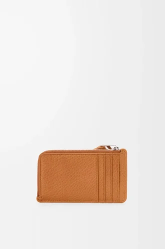 Puzzle coin cardholder in supple grained calfskin Light Canyon Brown