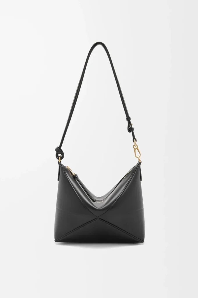Puzzle Fold pouch in shiny nappa calfskin Black Puzzle Fold pouch in shiny nappa calfskin Black