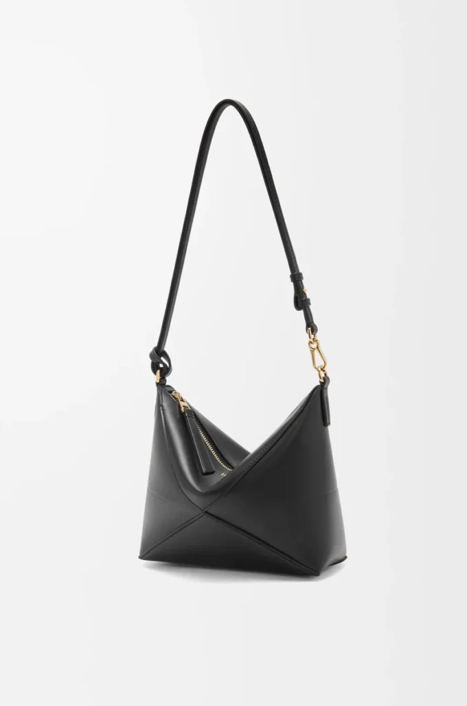 Puzzle Fold pouch in shiny nappa calfskin Black Puzzle Fold pouch in shiny nappa calfskin Black