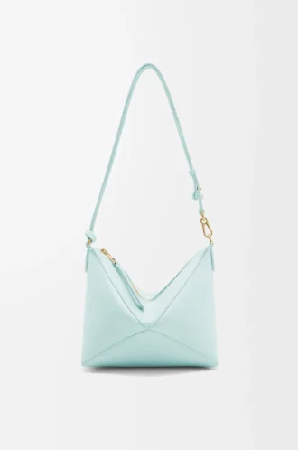 Puzzle Fold pouch in shiny nappa calfskin Blue Iceberg