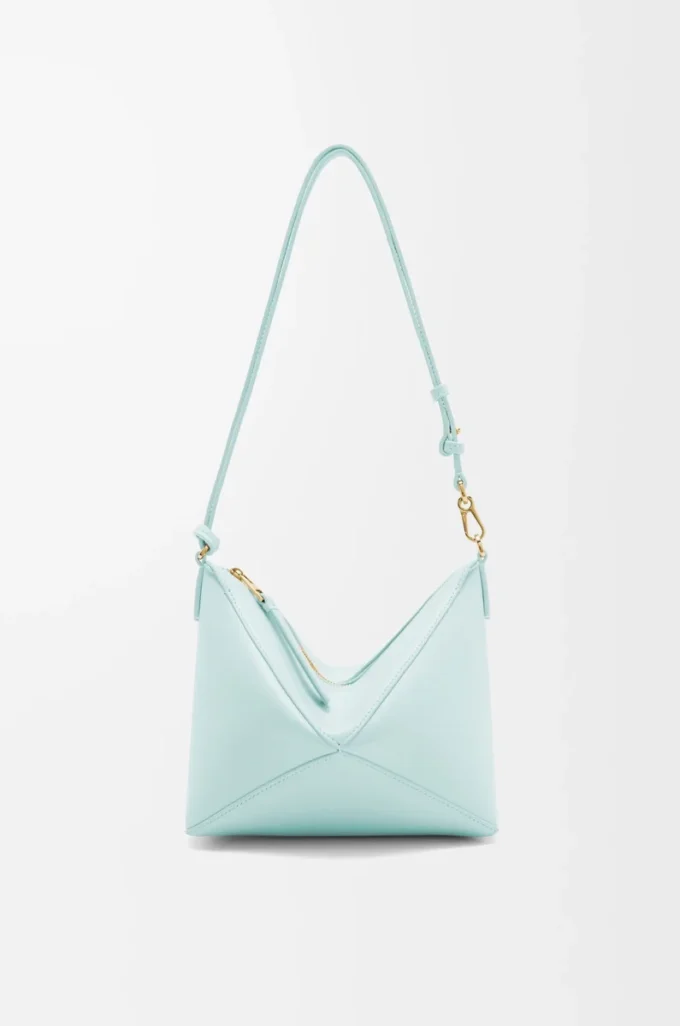 Puzzle Fold pouch in shiny nappa calfskin Blue Iceberg Puzzle Fold pouch in shiny nappa calfskin Blue Iceberg