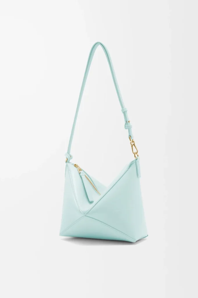 Puzzle Fold pouch in shiny nappa calfskin Blue Iceberg Puzzle Fold pouch in shiny nappa calfskin Blue Iceberg