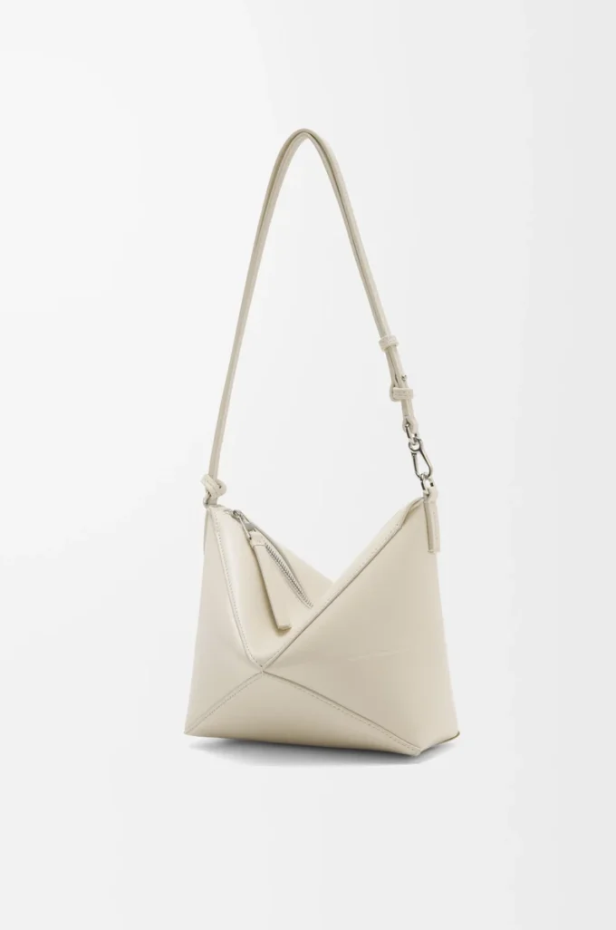 Puzzle Fold pouch in shiny nappa calfskin Sea Salt Puzzle Fold pouch in shiny nappa calfskin Sea Salt