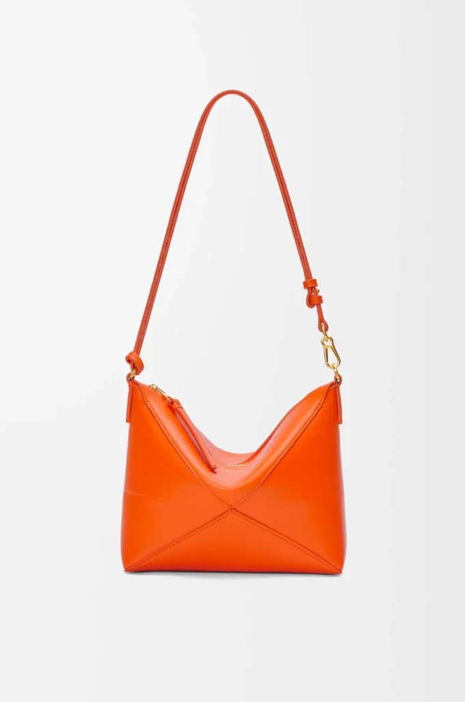 Puzzle Fold pouch in shiny nappa calfskin Vivid Orange Puzzle Fold pouch in shiny nappa calfskin Vivid Orange