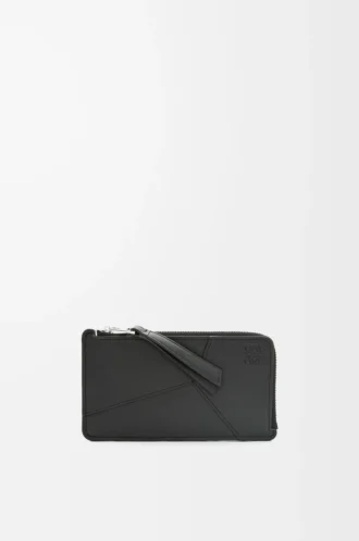 Puzzle long coin cardholder in classic calfskin Black