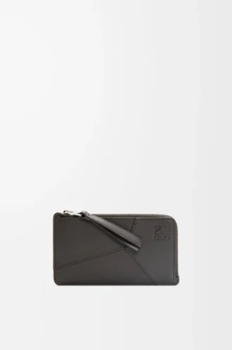 Puzzle long coin cardholder in classic calfskin Dark Grey