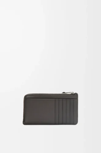 Puzzle long coin cardholder in classic calfskin Dark Grey