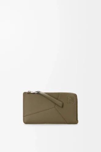 Puzzle long coin cardholder in classic calfskin Dark Khaki