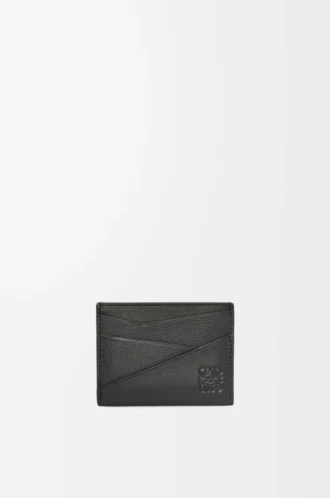 Puzzle plain cardholder in classic calfskin Black
