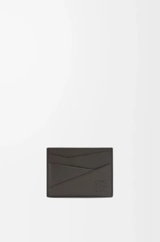 Puzzle plain cardholder in classic calfskin Dark Grey