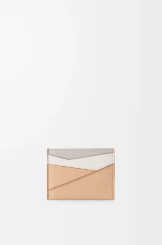 Puzzle plain cardholder in classic calfskin Ghost/Silky Beige