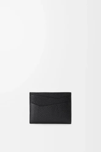 Puzzle plain cardholder in supple grained calfskin Black