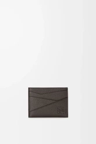 Puzzle plain cardholder in supple grained calfskin Dark Grey