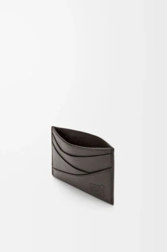 Puzzle plain cardholder in supple grained calfskin Dark Grey