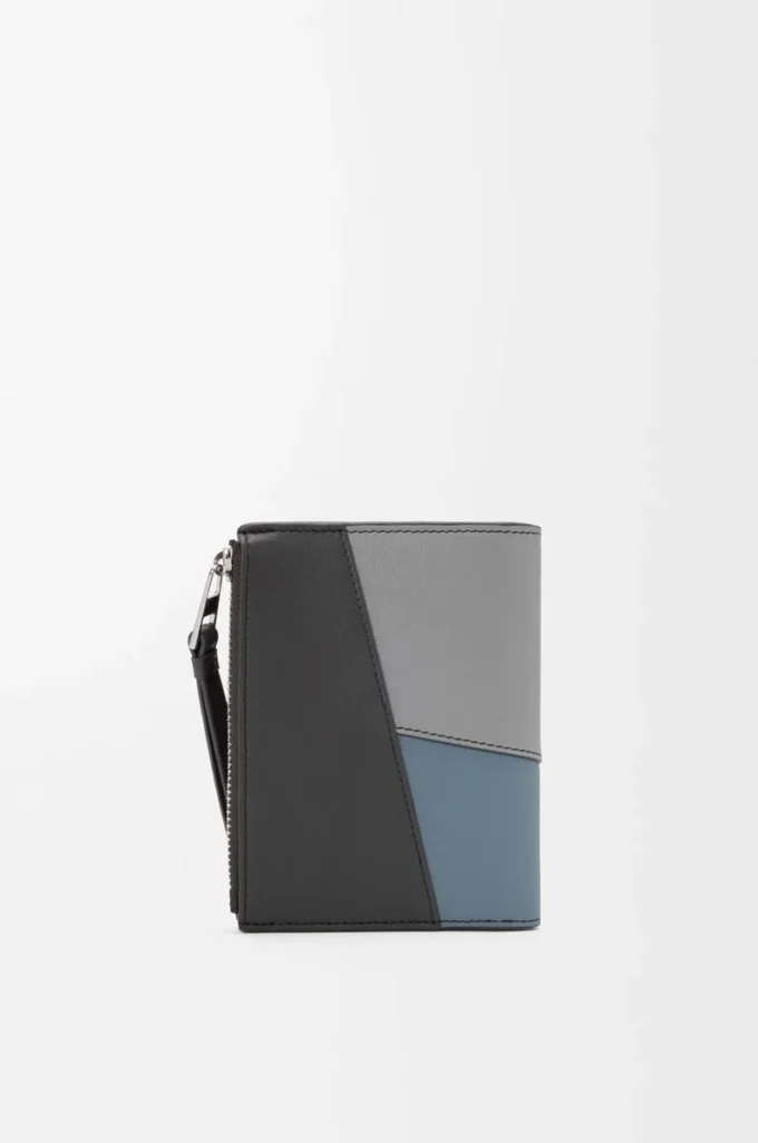 Puzzle slim compact wallet in classic calfskin Asphalt Grey/Storm Blue Puzzle slim compact wallet in classic calfskin Asphalt Grey/Storm Blue