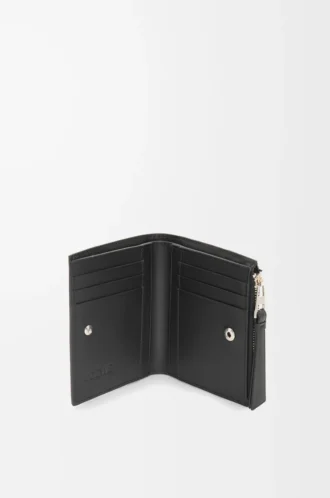 Puzzle slim compact wallet in classic calfskin Black