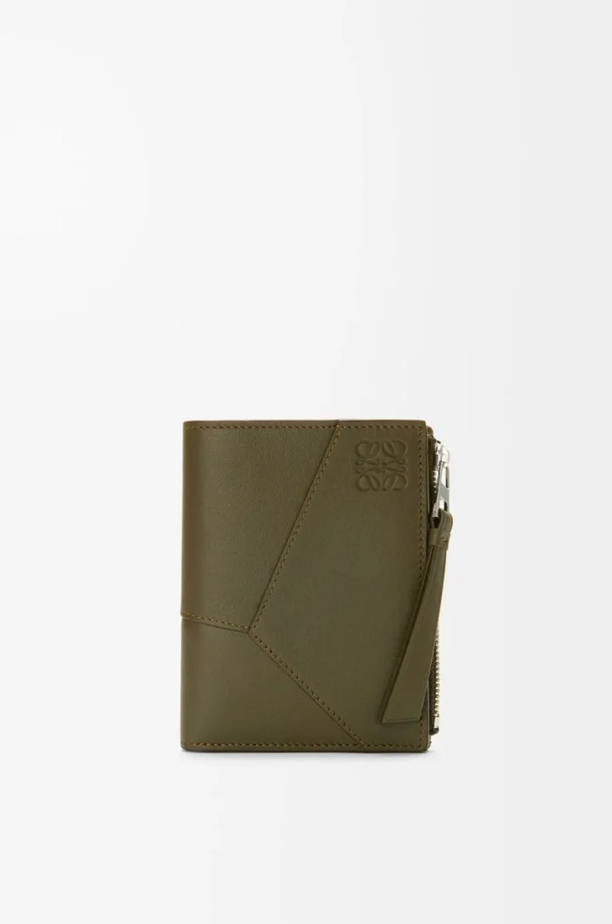 Puzzle slim compact wallet in classic calfskin Dark Khaki Puzzle slim compact wallet in classic calfskin Dark Khaki