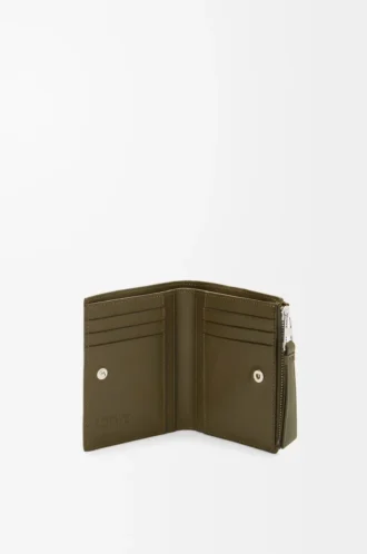 Puzzle slim compact wallet in classic calfskin Dark Khaki