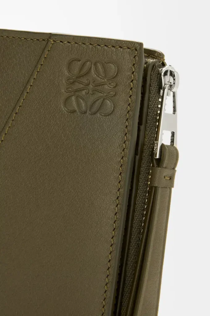 Puzzle slim compact wallet in classic calfskin Dark Khaki Puzzle slim compact wallet in classic calfskin Dark Khaki