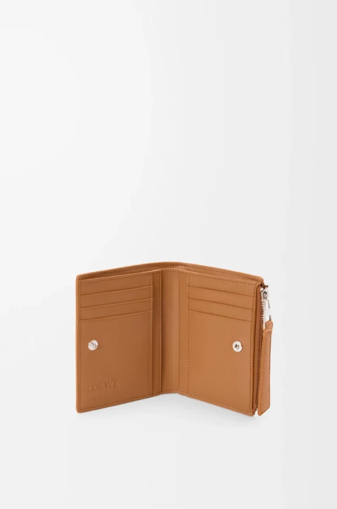 Puzzle slim compact wallet in supple grained calfskin Light Canyon Brown Puzzle slim compact wallet in supple grained calfskin Light Canyon Brown