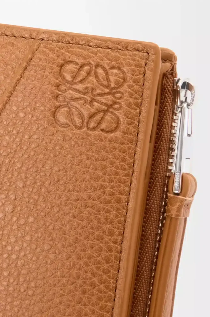 Puzzle slim compact wallet in supple grained calfskin Light Canyon Brown Puzzle slim compact wallet in supple grained calfskin Light Canyon Brown