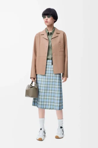 Pyjama blouse in nappa lambskin Beige