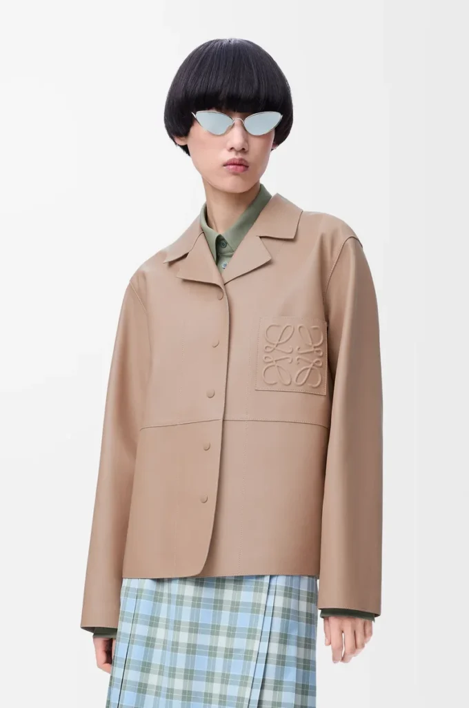 Pyjama blouse in nappa lambskin Beige Pyjama blouse in nappa lambskin Beige