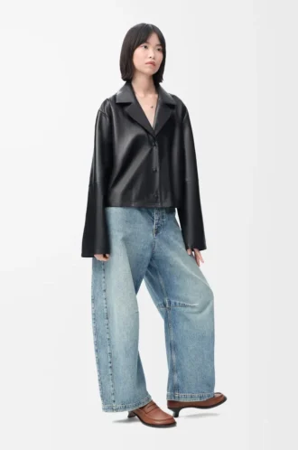 Pyjama blouse in nappa lambskin Black