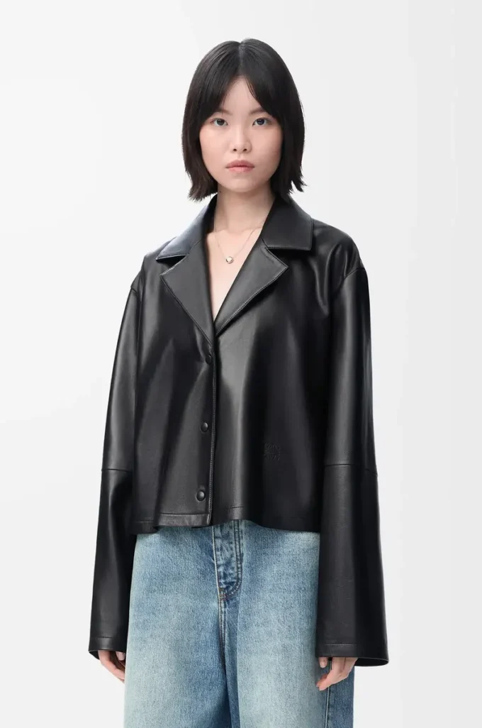 Pyjama blouse in nappa lambskin Black Pyjama blouse in nappa lambskin Black