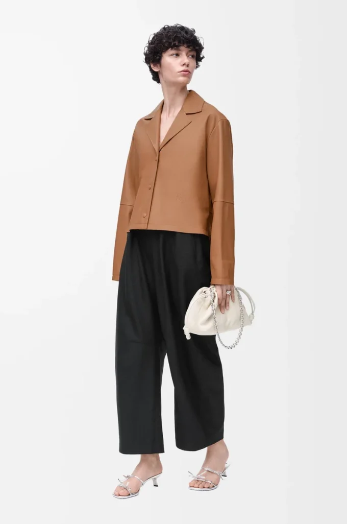 Pyjama blouse in nappa lambskin Toffee Pyjama blouse in nappa lambskin Toffee