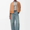 Pyjama blouse in nappa lambskin Toffee Pyjama blouse in nappa lambskin Toffee