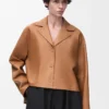 Pyjama blouse in nappa lambskin Toffee Pyjama blouse in nappa lambskin Toffee