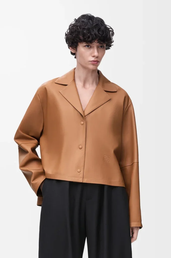 Pyjama blouse in nappa lambskin Toffee Pyjama blouse in nappa lambskin Toffee