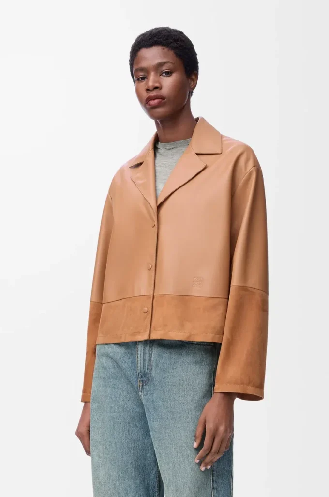 Pyjama blouse in nappa lambskin Toffee Pyjama blouse in nappa lambskin Toffee