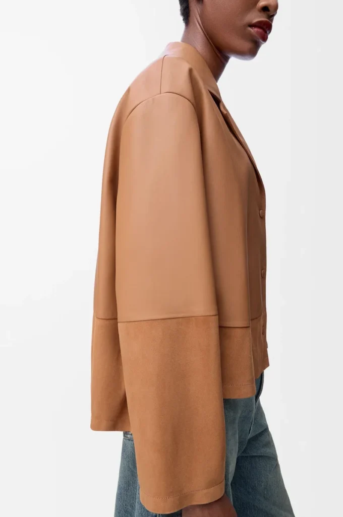 Pyjama blouse in nappa lambskin Toffee Pyjama blouse in nappa lambskin Toffee