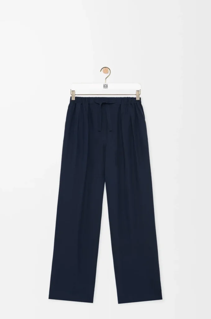 Pyjama trousers in silk Navy Blue