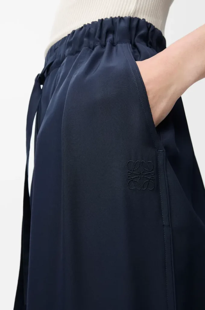 Pyjama trousers in silk Navy Blue