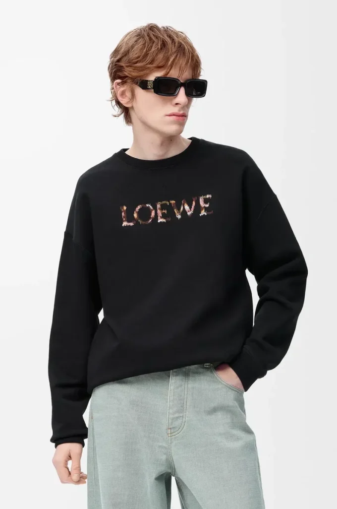 Regular fit sweatshirt in cotton Black Regular fit sweatshirt in cotton Black