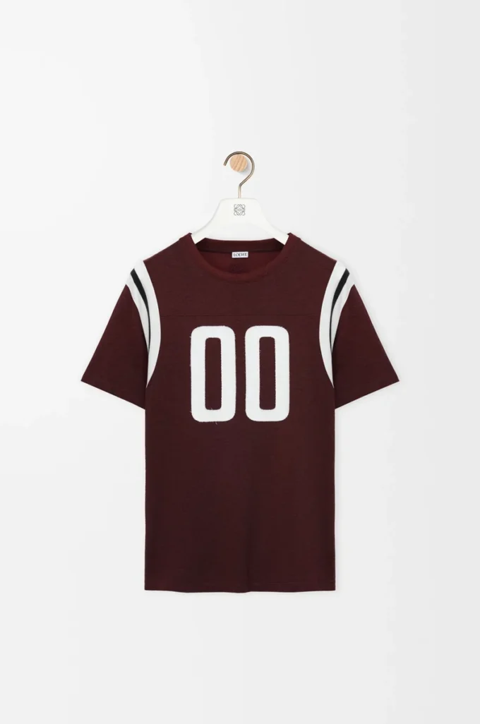 Regular fit T-shirt in cotton and viscose Burgundy