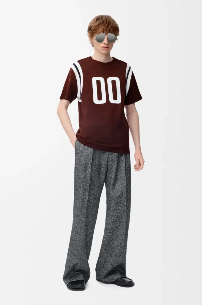 Regular fit T-shirt in cotton and viscose Burgundy