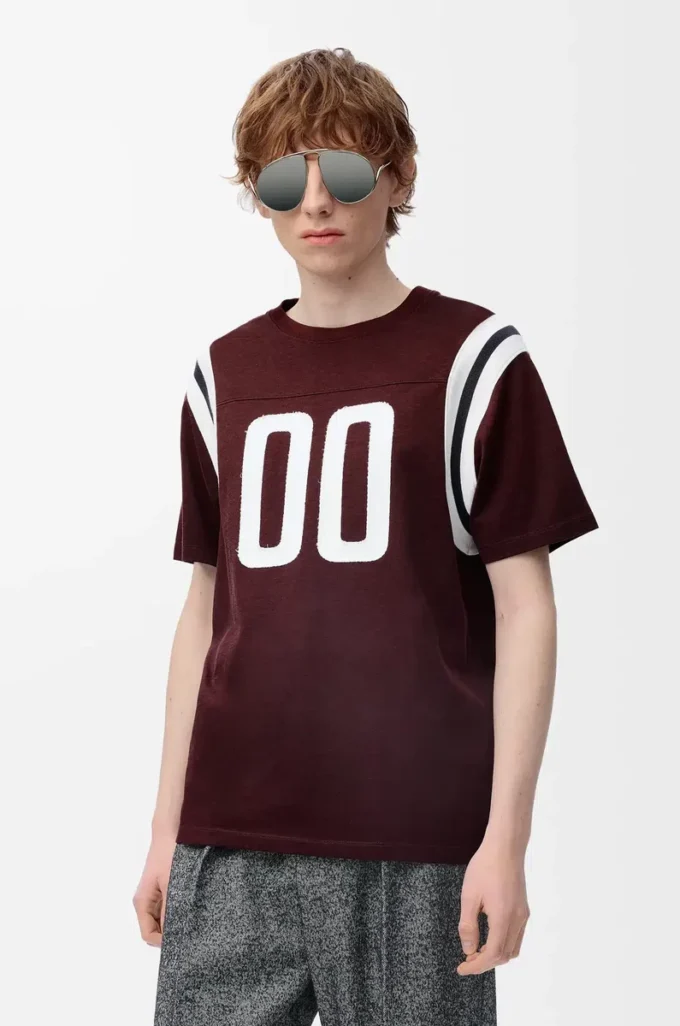 Regular fit T-shirt in cotton and viscose Burgundy