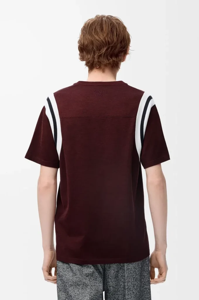 Regular fit T-shirt in cotton and viscose Burgundy