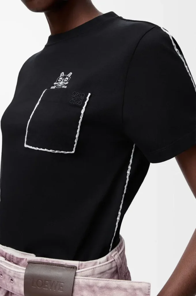 Regular fit T-shirt in cotton Black Regular fit T-shirt in cotton Black