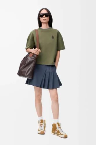 Regular fit T-shirt in cotton blend Khaki Green