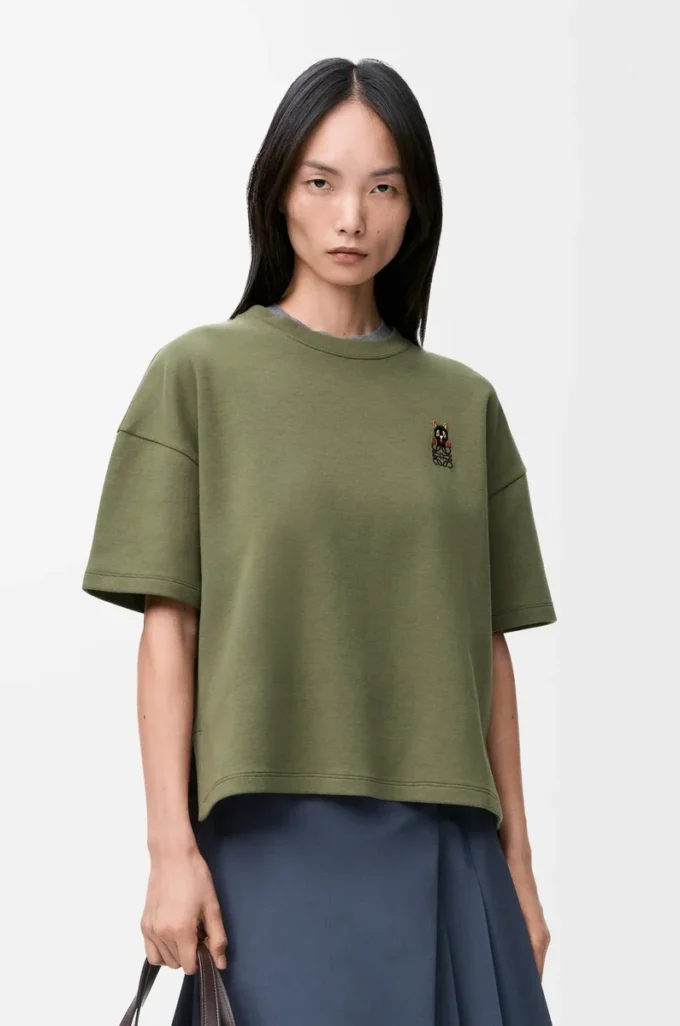 Regular fit T-shirt in cotton blend Khaki Green Regular fit T-shirt in cotton blend Khaki Green