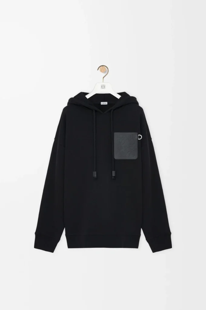 Relaxed fit hoodie in cotton Black Relaxed fit hoodie in cotton Black
